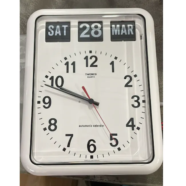 (As-is) TWEMCO Analog Calendar Flip Wall Clock - White - 2