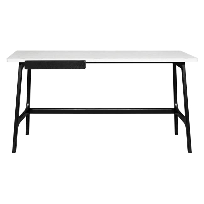 Morey Study Table 1.4m - Black, White, Black Ash - 4