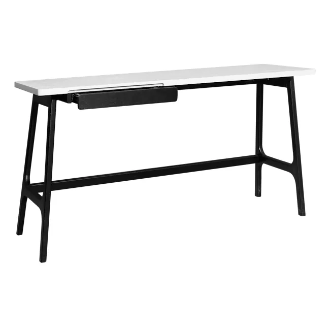 Morey Study Table 1.4m - Black, White, Black Ash - 6 - Modern minimalist table, sleek black metal frame, geometric design