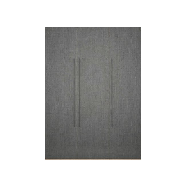 Lucca 3 Door Wardrobe 5 - Graphite Linen, Herringbone Oak - 1