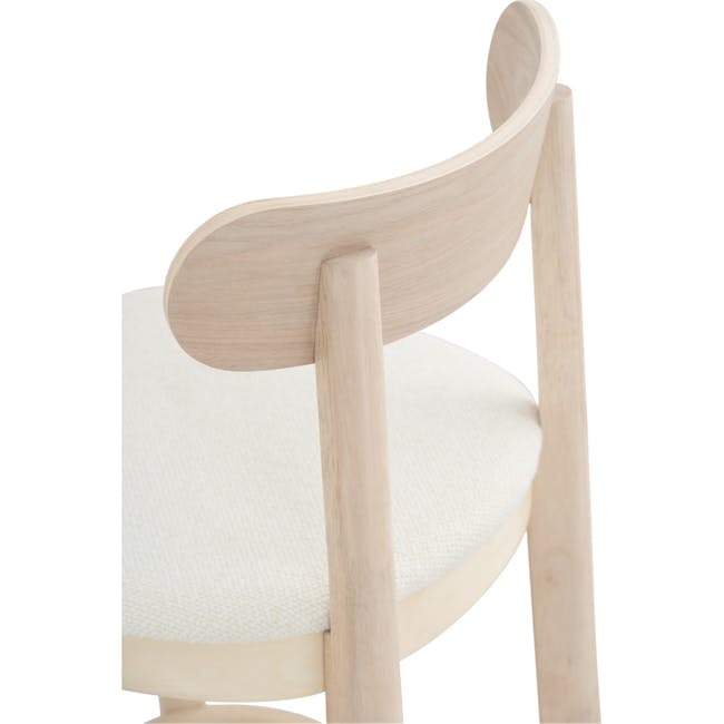 Claire Counter Chair - Cream White - 2 - Light wood chair, curved backrest, natural wood finish, soft cushion, minimalist