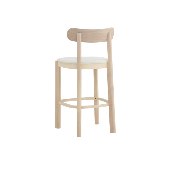 Claire Counter Chair - Cream White - 5 - Light wood chair, minimalist design, light beige upholstery, simple structure