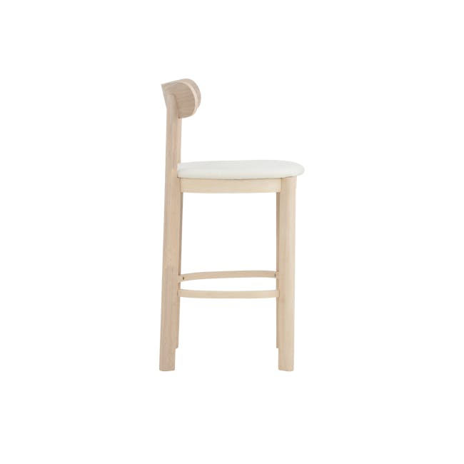 Claire Counter Chair - Cream White - 6 - Light wood chair, minimalist design, natural finish, curved backrest, cushioned