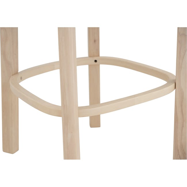 Claire Counter Chair - Cream White - 4 - Light wood table with curved legs, minimalist design, natural finish, simple