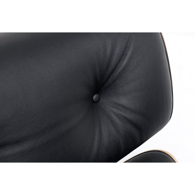 Abner Lounge Chair and Ottoman - Black (Genuine Cowhide) - 7