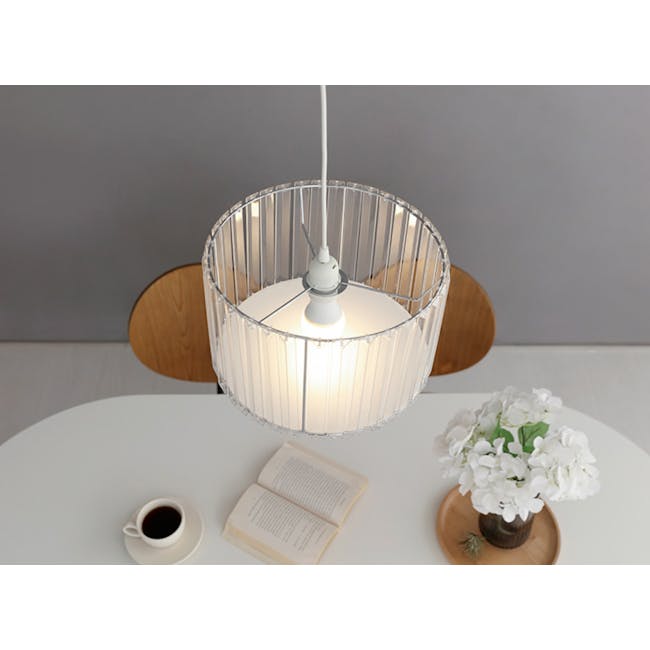 Acril Lampshade - 3 - Modern pendant light, minimalist design, round shape, white lampshade, soft glow, natural light, cozy