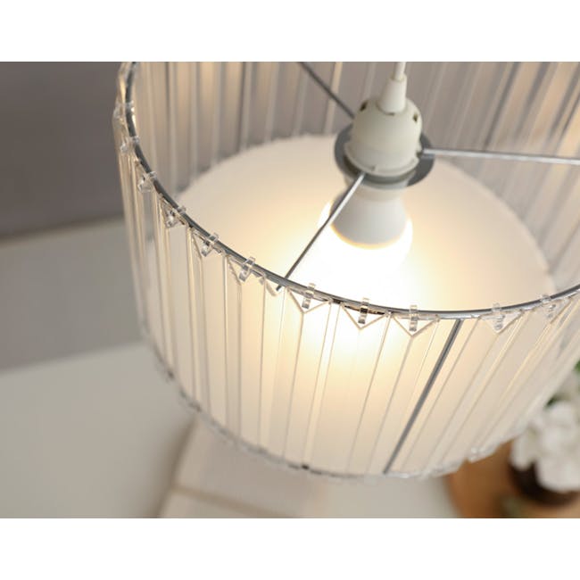 Acril Lampshade - 5 - Clear glass shade, modern lamp, white lampshade, decorative wire frame, soft lighting, minimalist