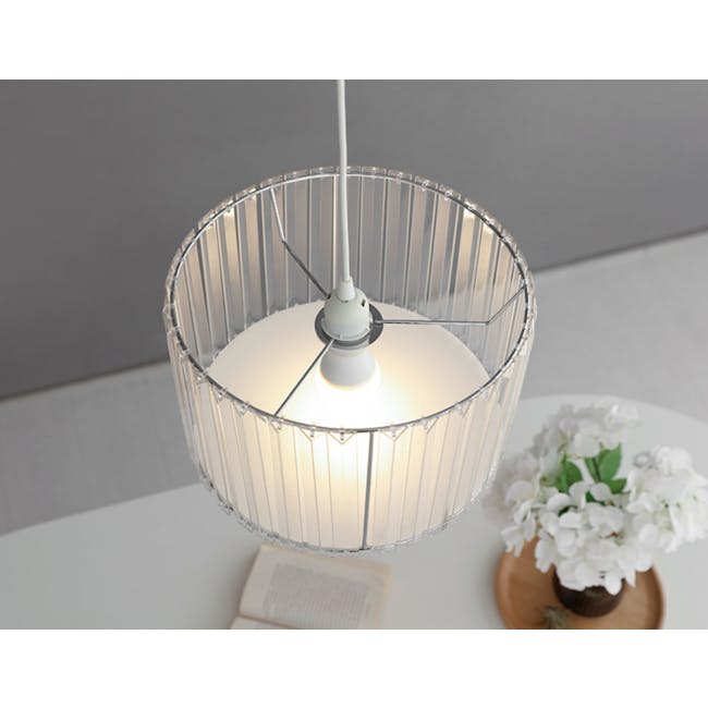 Acril Lampshade - 7 - Modern pendant light with translucent shade, sleek design, white lampshade, hanging style, minimalist