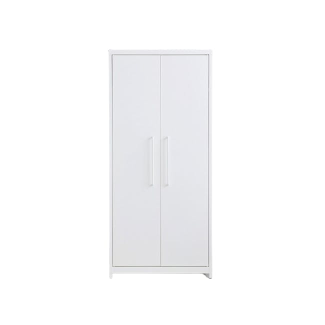 Penjo 2 Door Metal Wardrobe with Shelf - White - 0