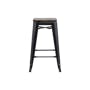 Bartel Counter Stool with Wooden Seat - Black, Walnut - 1