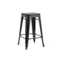 Bartel Counter Stool with Wooden Seat - Black, Walnut - 0