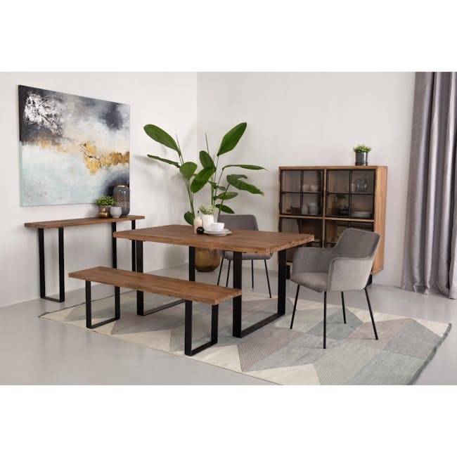 Maeve Dining Table 2m with 4 Dakota Dining Armchairs in Navy and Grey - 13
