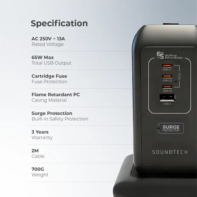 SOUNDTECH SkyThree Power Station 65 Watts PTS-665C - 7