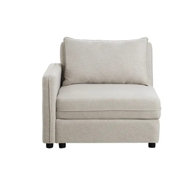 Cameron 4 Seater Storage Sofa - Sand (Fabric) - 19 - Cream upholstered sofa, minimalist design, beige fabric, modern style