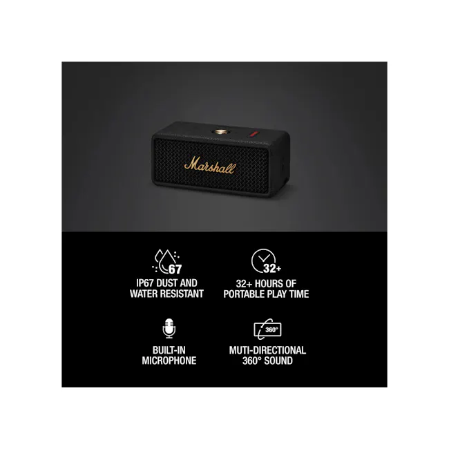 Marshall Emberton III - Black - 2 - IP67 dust and water resistant, 32+ hours of portable play time, built-in microphone