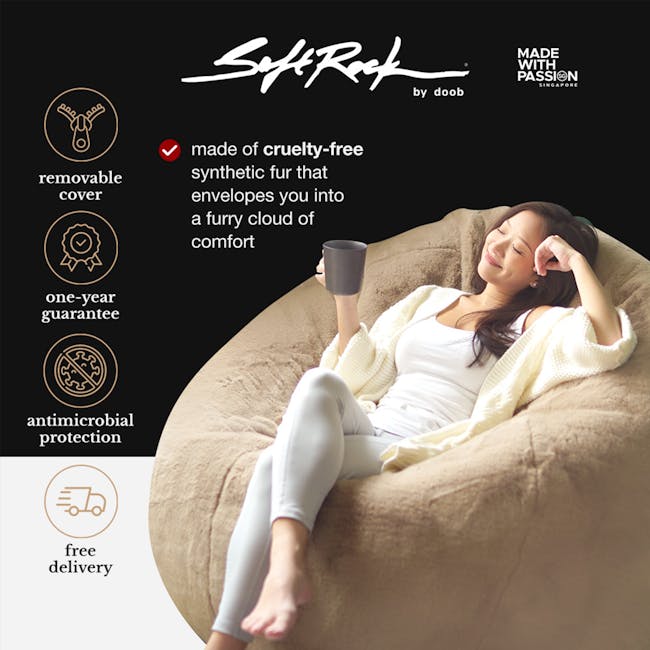 SoftRock Arcadian Bean Bag - Angora Grey (Luxe) - 4