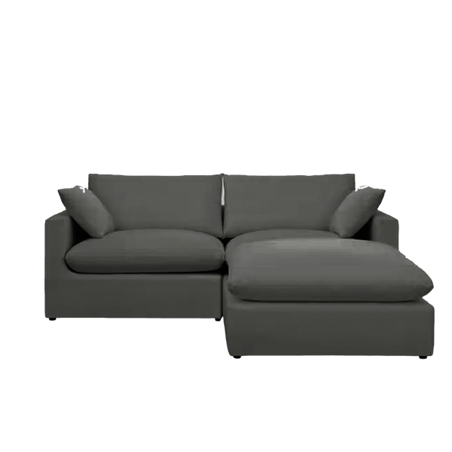 Russell 3 Seater Sofa with Ottoman - Dark Grey (Eco Clean Fabric) - 0