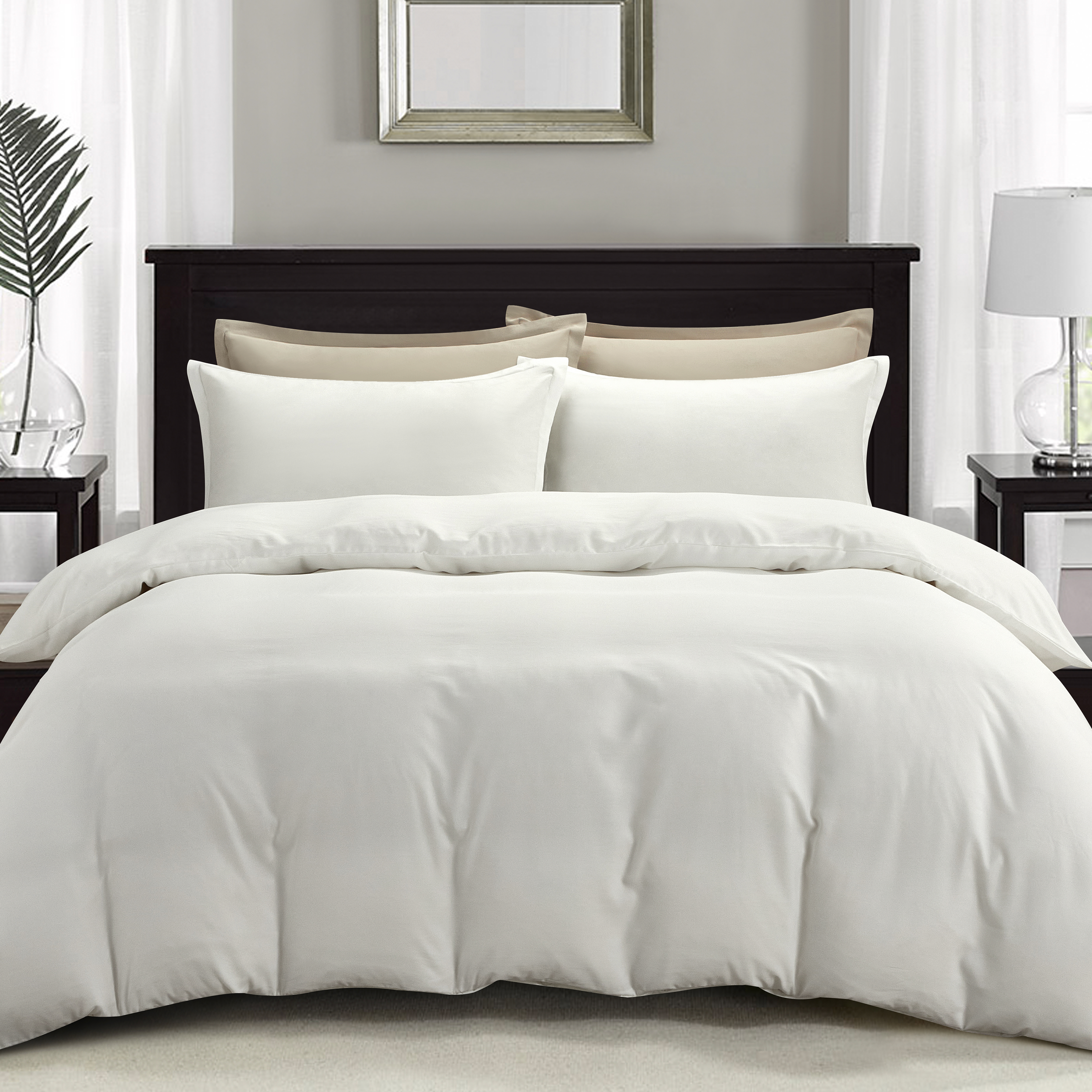 Plain Tencel 5-pc Bedding Set - White (4 Sizes) - Queen (5pc Set)