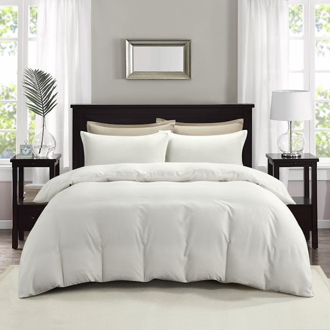 Plain Tencel Bedding Set - White (4 Sizes) - 5