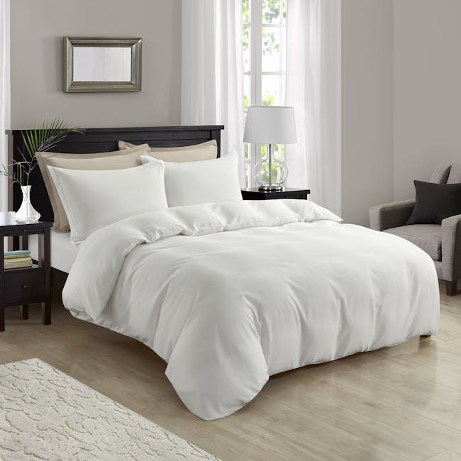 Plain Tencel Bedding Set - White (4 Sizes) - 4