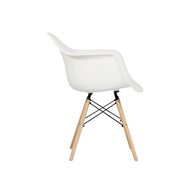 Lars Chair - Natural, White - 4 - Modern minimalist chair, sleek design, white finish, wooden legs, cross-brace support