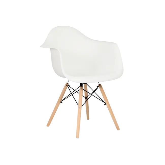 Lars Chair - Natural, White - 1 - Modern minimalist chair, white and natural wood legs, tripod base, sleek design