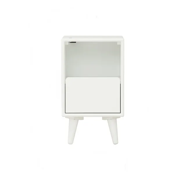 Yara Narrow Bedside Table with LED - White - 1