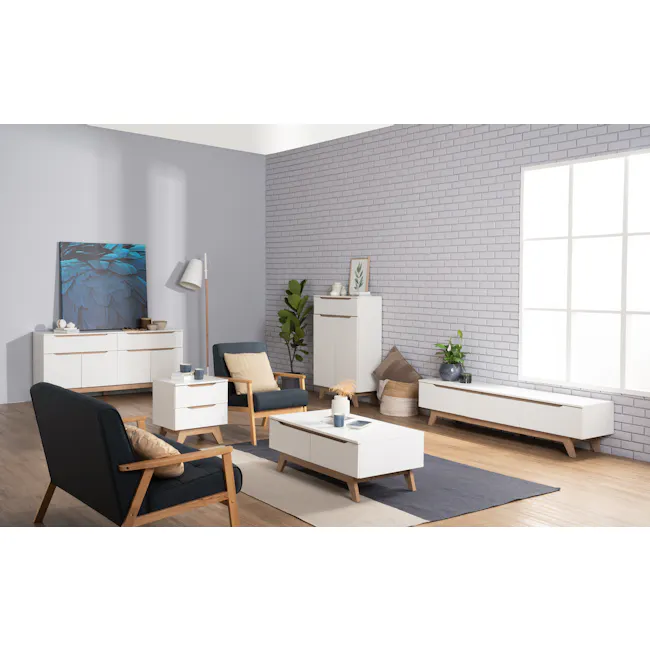 (As-is) Miah Coffee Table - Natural, White - 12