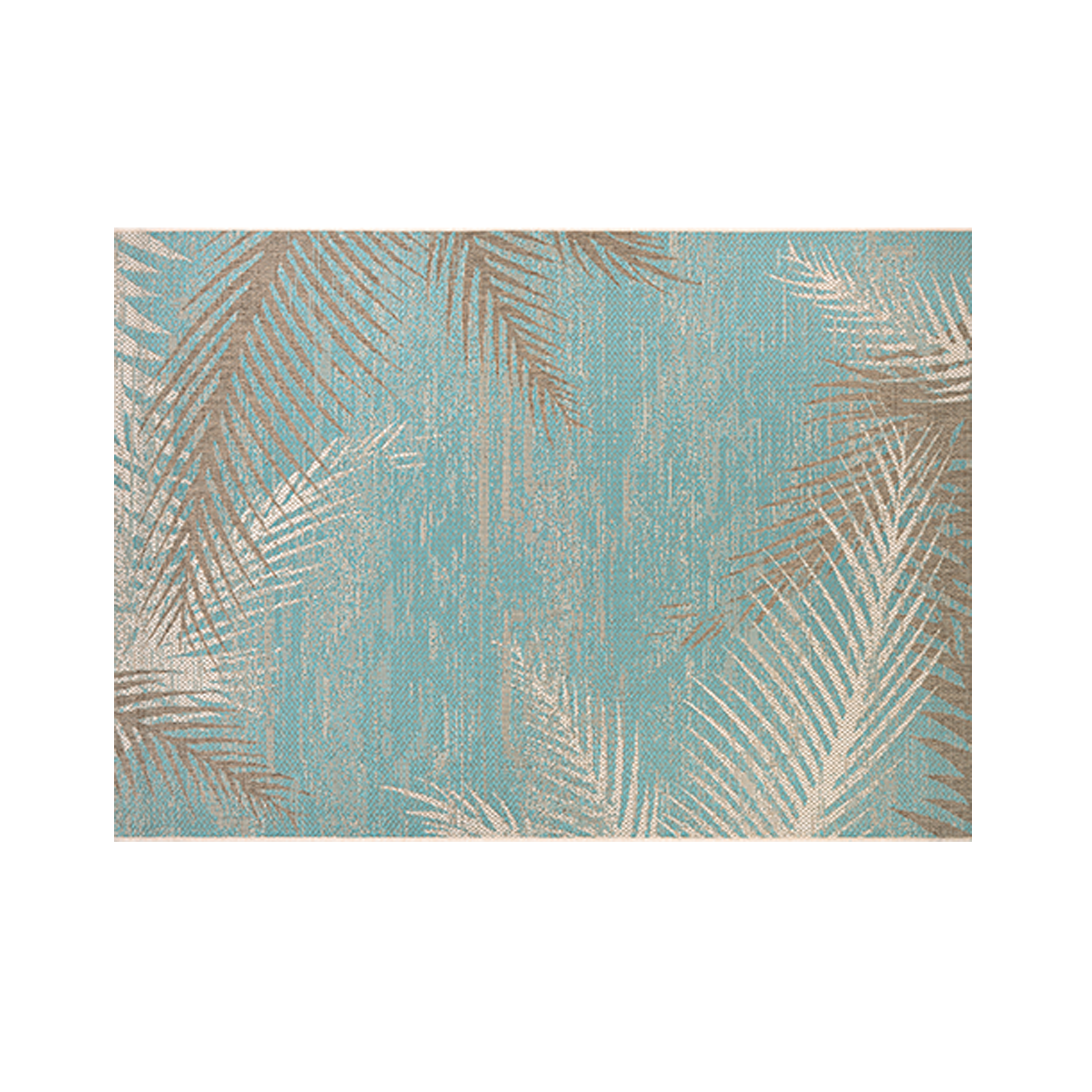Tropical Palms Flatwoven Rug - Aqua (3 Sizes)