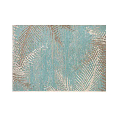 Tropical Palms Flatwoven Rug - Aqua (3 Sizes)