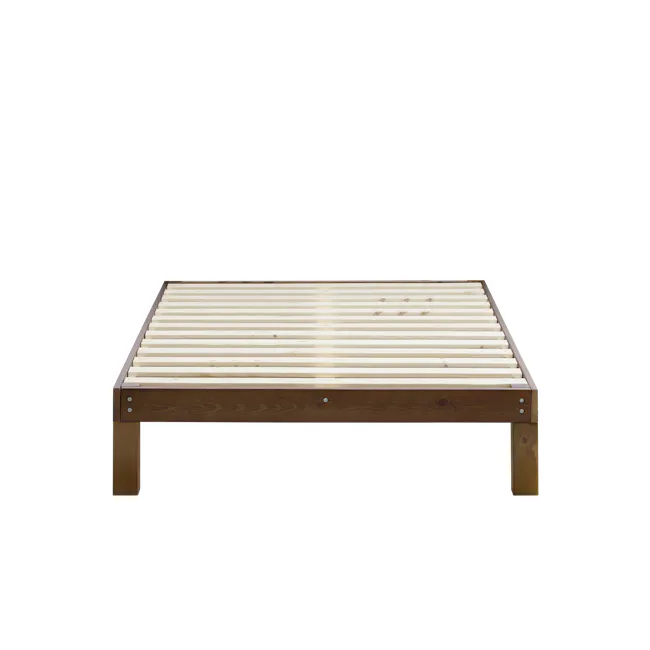 Katana Super Single Wooden Bed - Walnut - 2 - Wooden bed frame, minimalist design, natural wood finish, horizontal slats