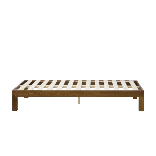 Katana Super Single Wooden Bed - Walnut - 4 - Wooden slatted bed frame, minimalist design, natural wood finish, sturdy