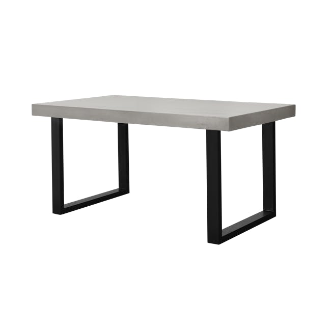 Titus Concrete Dining Table 1.6m with Titus Concrete Bench 1.6m and 2 Greta Chairs in Black - 1