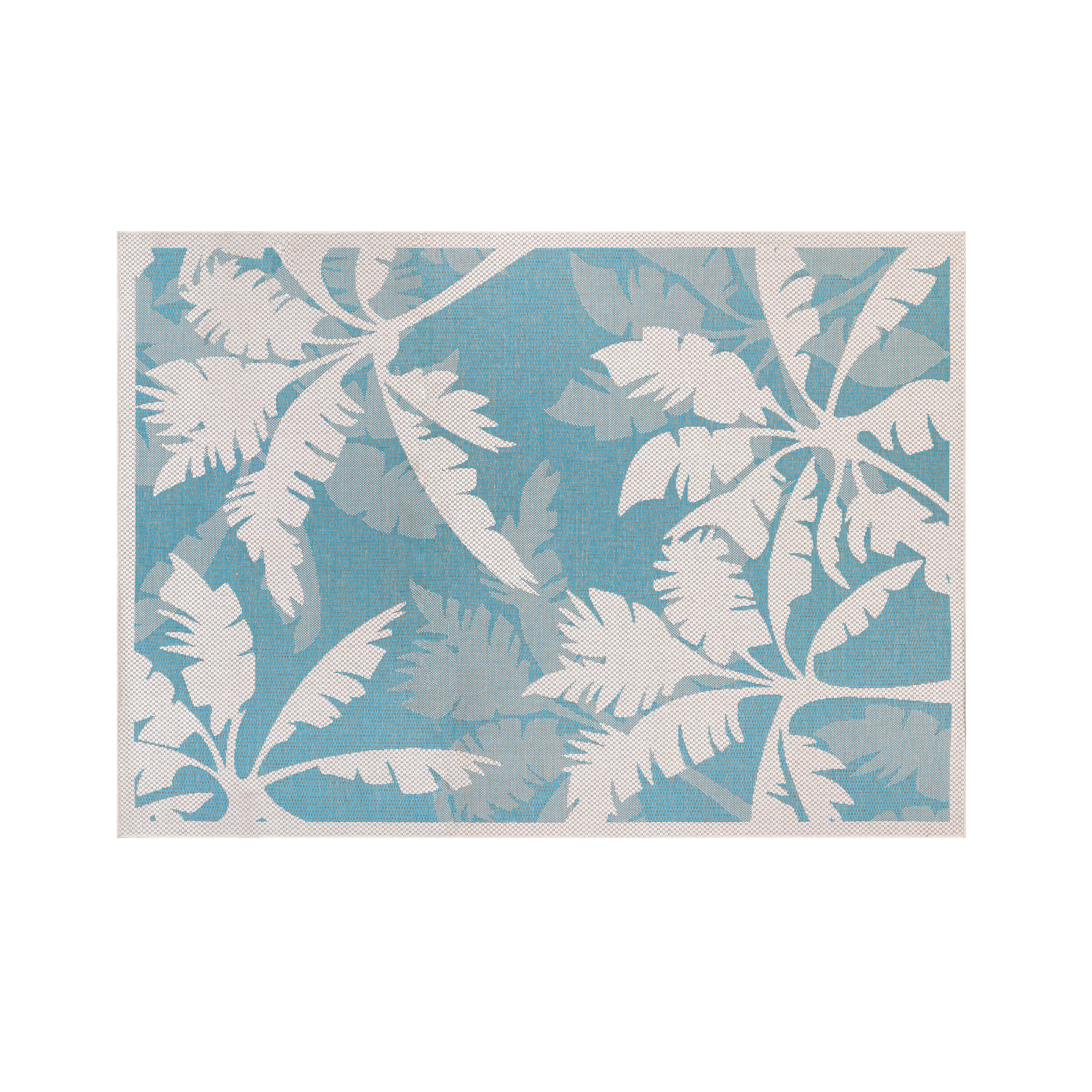 Coastal Flora Flatwoven Rug - Ivory Turquoise (3 Sizes) - 230x160 cm