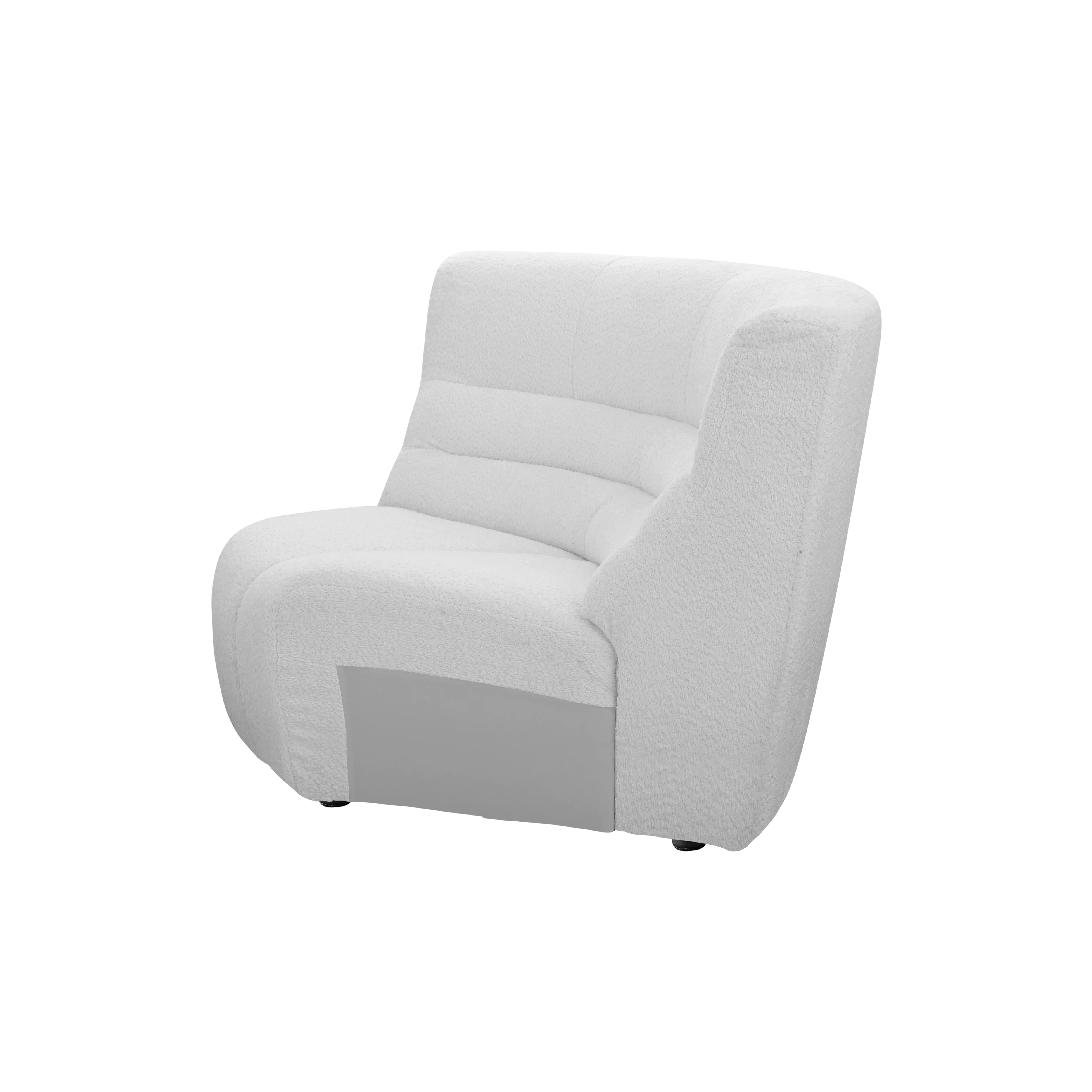 Tara 3 Seater Corner Extended Sofa - Grey - 12 - White upholstered armchair, modern design, plush fabric, ergonomic support