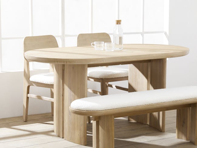 Catania Extendable Dining Table 1.6m-2m with 2 Catania Dining Chairs and 1 Catania Cushioned Bench 1.2m - 30