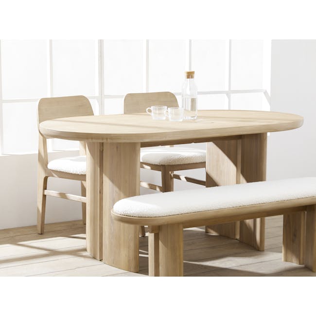 Catania Extendable Dining Table 1.6m-2m with 2 Catania Dining Chairs and 1 Catania Cushioned Bench 1.2m - 4