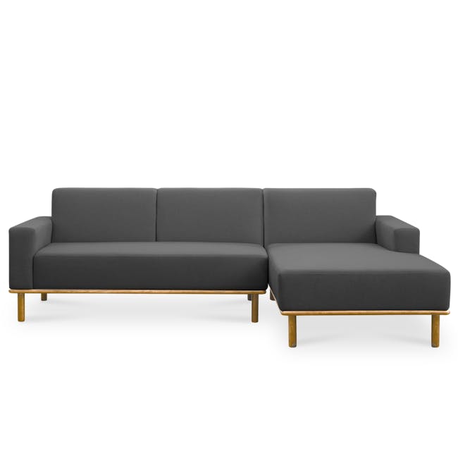 Cairo L-Shaped Sofa - Oak, Charcoal Grey - 0