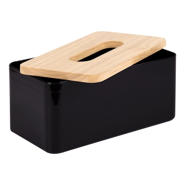 Wooden Tissue Box - Black - 1