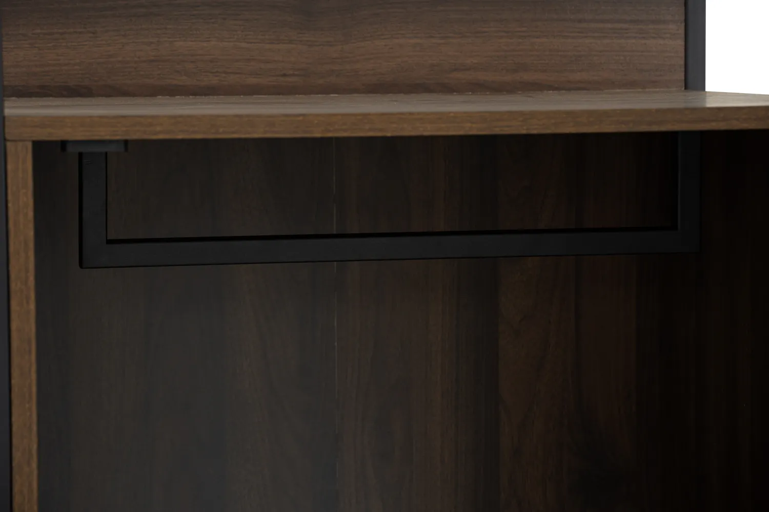 Capri Wardrobe Shelf Cabinet - 11 - Wooden desk, dark wood finish, sleek design, minimalist style, modern furniture, wooden