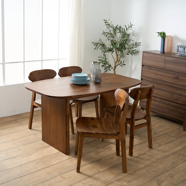 Nuvia Dining Table 1.6m with Nuvia Bench 1.5m and 2 Nuvia Dining Chairs - 4