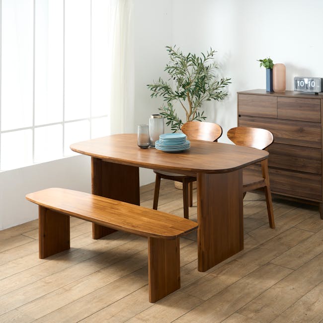 Nuvia Dining Table 1.6m with Nuvia Bench 1.5m and 2 Nuvia Dining Chairs - 2