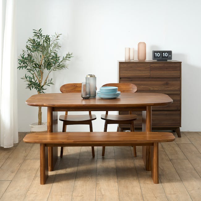Nuvia Dining Table 1.6m with Nuvia Bench 1.5m and 2 Nuvia Dining Chairs - 7