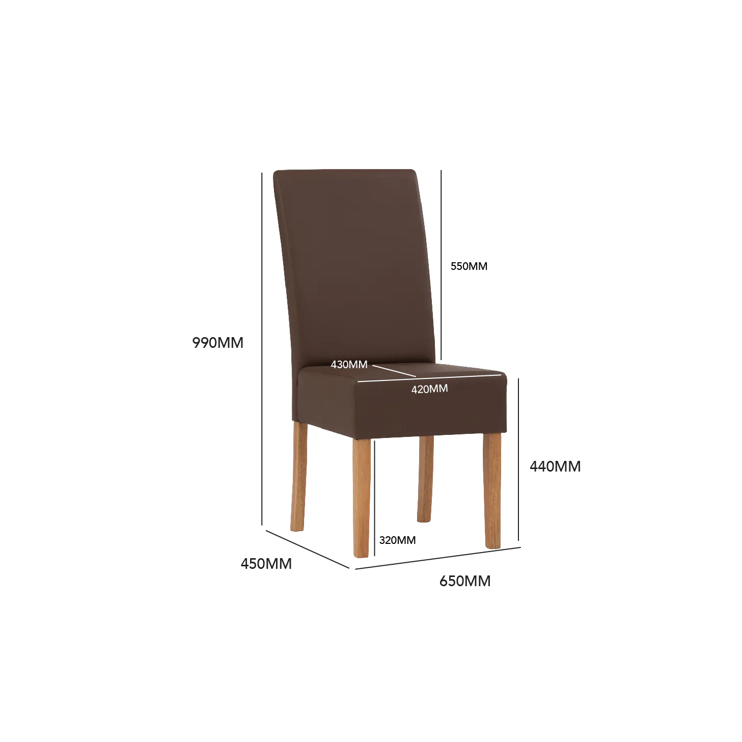 (As-is) Nora Dining Chair - Cocoa, Mocha (Faux Leather) - 3 - 15 - Brown upholstered chair, 990mm seat height, 430mm seat