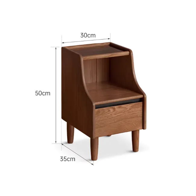 Lekka Narrow Bedside Table - Walnut - 11