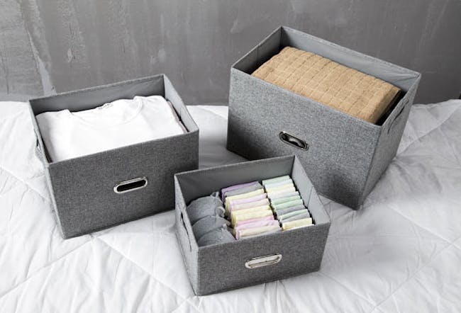 Leonard Fabric Storage Box - Slate - Medium - 1