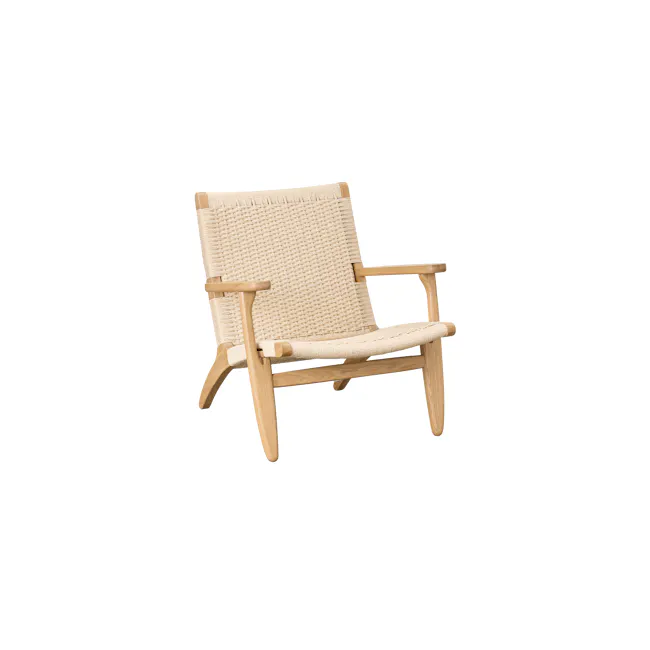 Gretta Rattan Lounge Chair - Natural - 1 - Wicker chair, natural wood finish, rattan texture, comfortable seating, outdoor