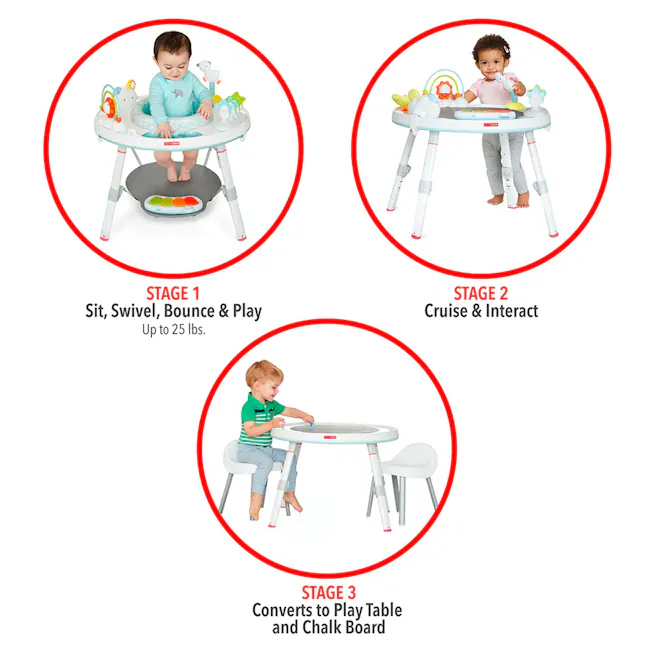 Skip Hop Activity Center - Silver Lining Cloud 3 Stage - 3 - Stage 1: Baby sits, swivels, bounces & plays, up to 25 lbs.