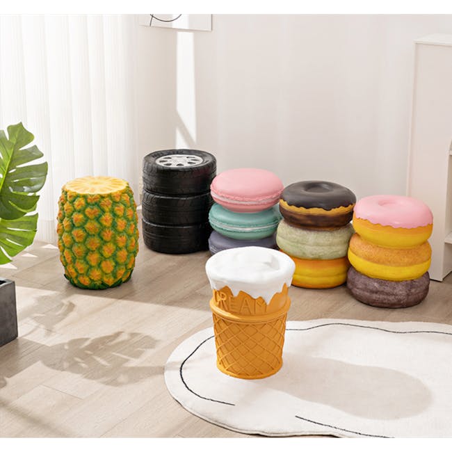 Resin Sculpture Decor Stool - Chocolate Donut - 7