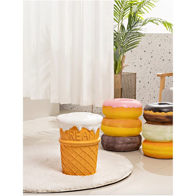 Resin Sculpture Decor Stool - Chocolate Donut - 6